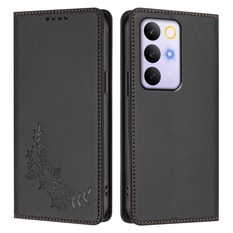 For Realme C85 Pro 4G Peony Embossed Magnetic RFID Vegan Leather Phone Case