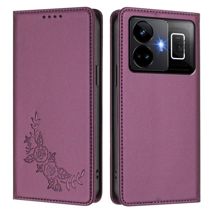 For Realme GT3 / GT Neo 5 240W Peony Embossed Magnetic RFID Vegan Leather Phone Case