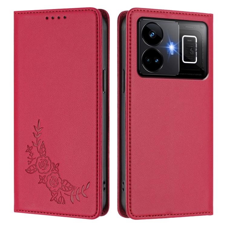 For Realme GT3 / GT Neo 5 240W Peony Embossed Magnetic RFID Vegan Leather Phone Case