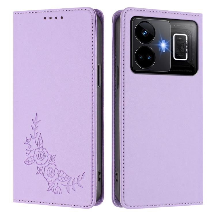 For Realme GT3 / GT Neo 5 240W Peony Embossed Magnetic RFID Vegan Leather Phone Case