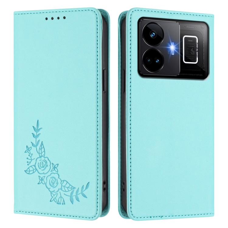 For Realme GT3 / GT Neo 5 240W Peony Embossed Magnetic RFID Vegan Leather Phone Case