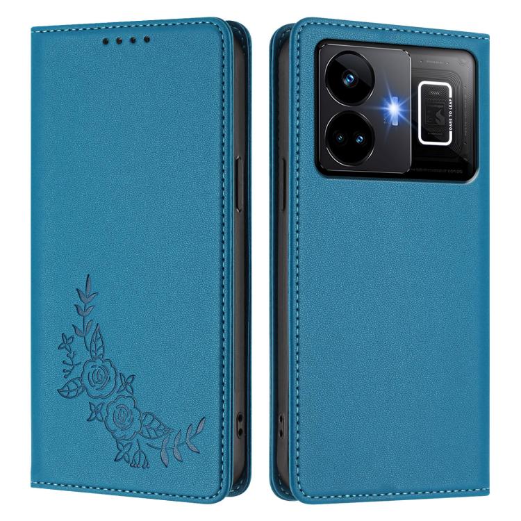 For Realme GT3 / GT Neo 5 240W Peony Embossed Magnetic RFID Vegan Leather Phone Case