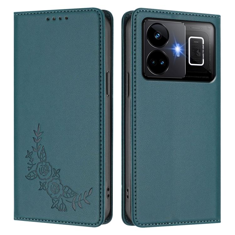 For Realme GT3 / GT Neo 5 240W Peony Embossed Magnetic RFID Vegan Leather Phone Case
