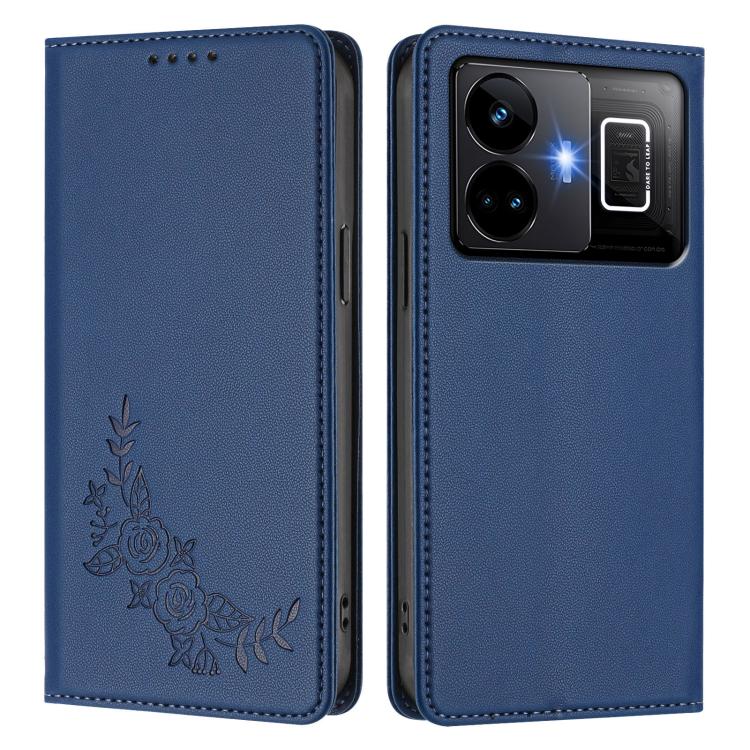 For Realme GT3 / GT Neo 5 240W Peony Embossed Magnetic RFID Vegan Leather Phone Case