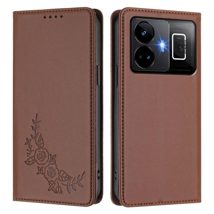 For Realme GT3 / GT Neo 5 240W Peony Embossed Magnetic RFID Vegan Leather Phone Case