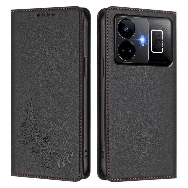 For Realme GT3 / GT Neo 5 240W Peony Embossed Magnetic RFID Vegan Leather Phone Case