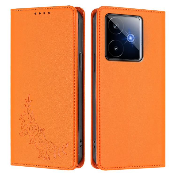 For Realme GT 7 5G Global Peony Embossed Magnetic RFID Vegan Leather Phone Case