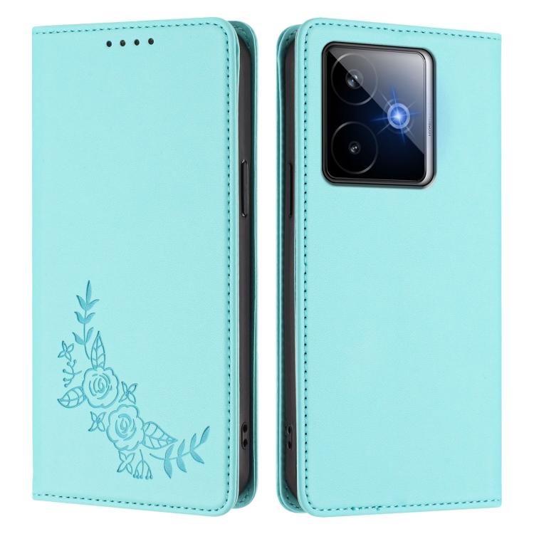 For Realme GT 7 5G Global Peony Embossed Magnetic RFID Vegan Leather Phone Case