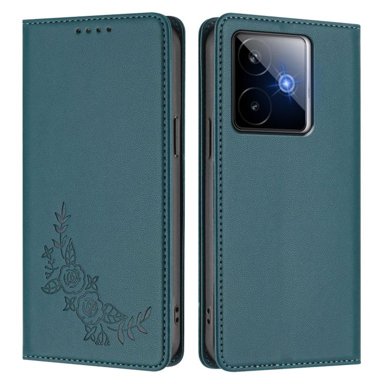 For Realme GT 7 5G Global Peony Embossed Magnetic RFID Vegan Leather Phone Case