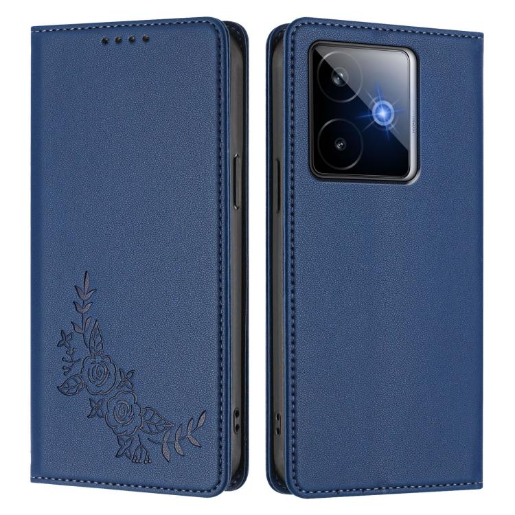 For Realme GT 7 5G Global Peony Embossed Magnetic RFID Vegan Leather Phone Case