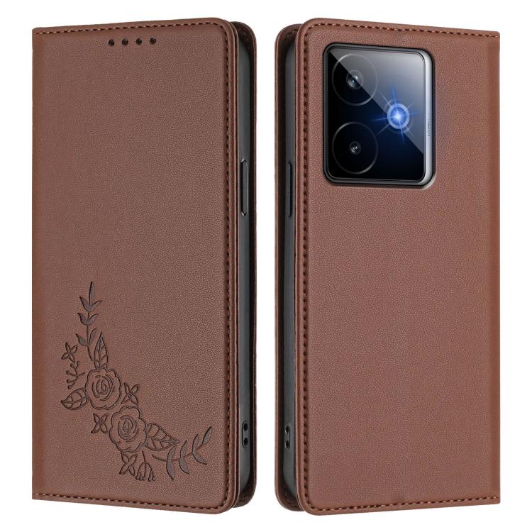 For Realme GT 7 5G Global Peony Embossed Magnetic RFID Vegan Leather Phone Case