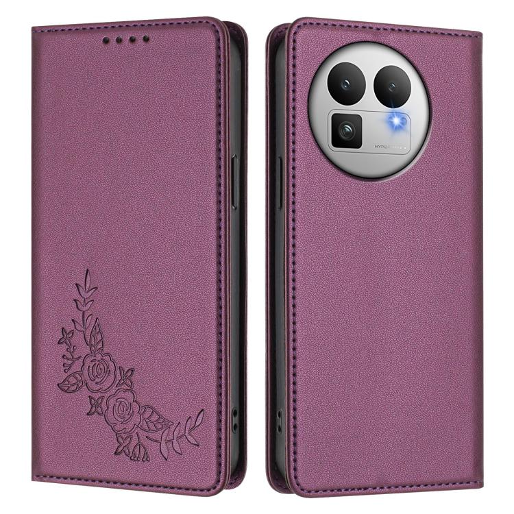 For Realme GT 8 Pro Global Peony Embossed Magnetic RFID Vegan Leather Phone Case