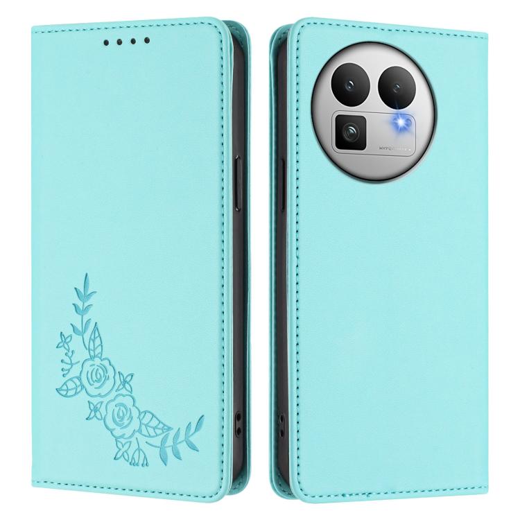For Realme GT 8 Pro Global Peony Embossed Magnetic RFID Vegan Leather Phone Case