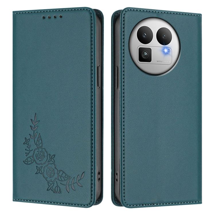 For Realme GT 8 Pro Global Peony Embossed Magnetic RFID Vegan Leather Phone Case