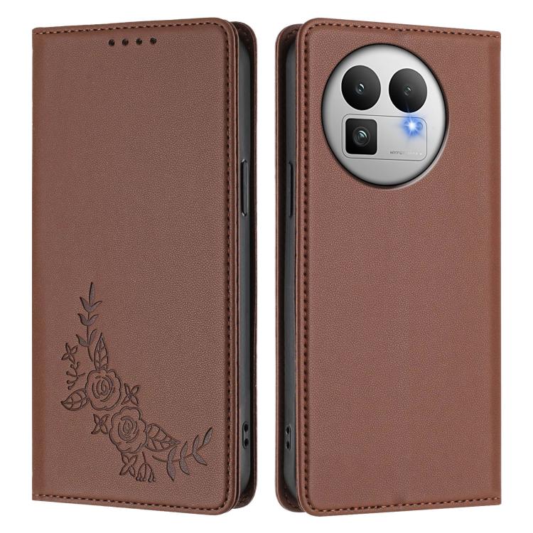For Realme GT 8 Pro Global Peony Embossed Magnetic RFID Vegan Leather Phone Case