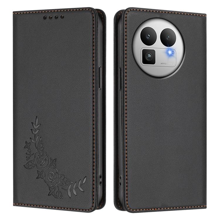 For Realme GT 8 Pro Global Peony Embossed Magnetic RFID Vegan Leather Phone Case