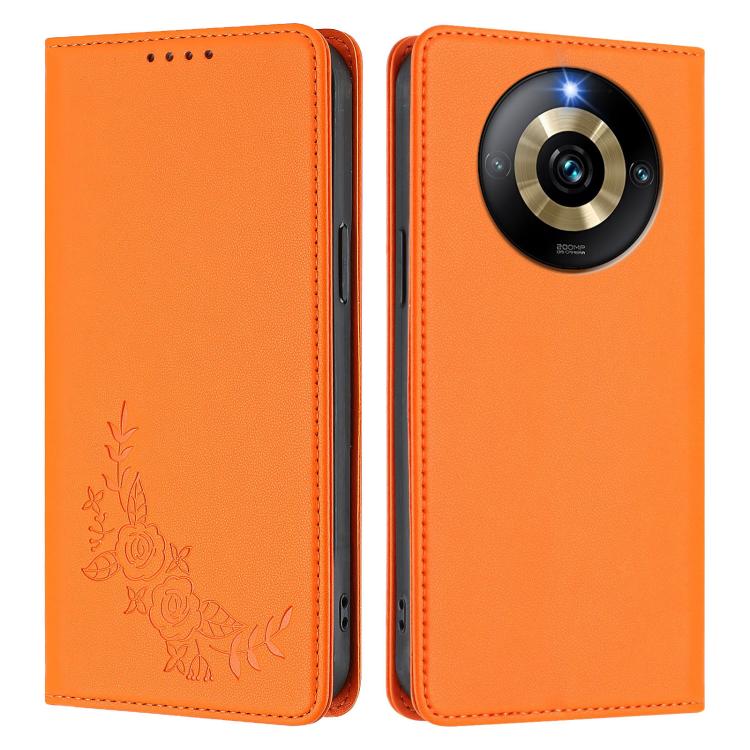 For Realme Narzo 60 Pro Peony Embossed Magnetic RFID Vegan Leather Phone Case