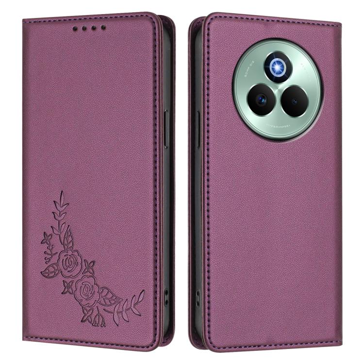 For Realme P3 Pro Peony Embossed Magnetic RFID Vegan Leather Phone Case