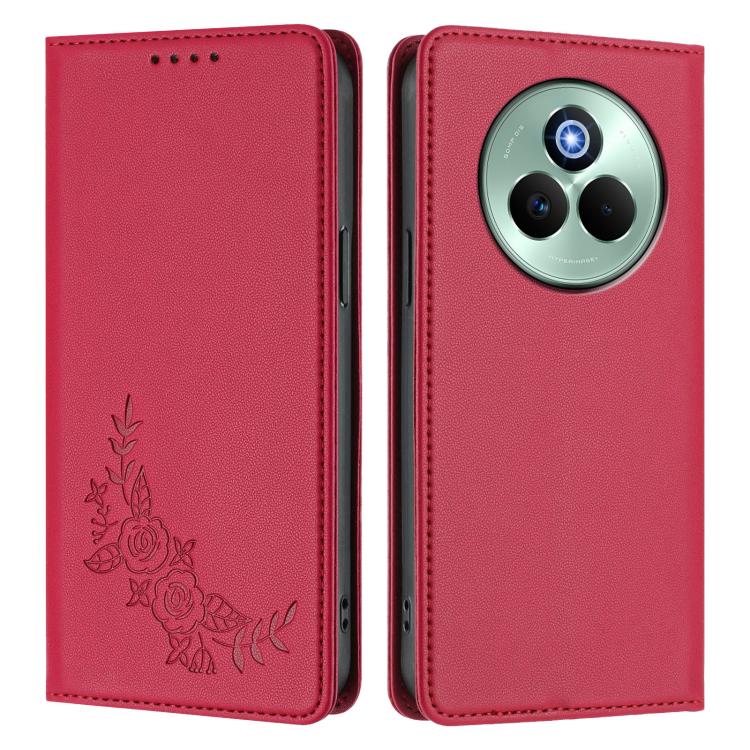 For Realme P3 Pro Peony Embossed Magnetic RFID Vegan Leather Phone Case