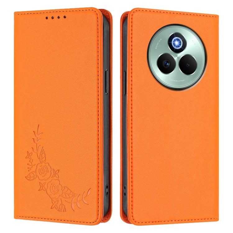 For Realme P3 Pro Peony Embossed Magnetic RFID Vegan Leather Phone Case