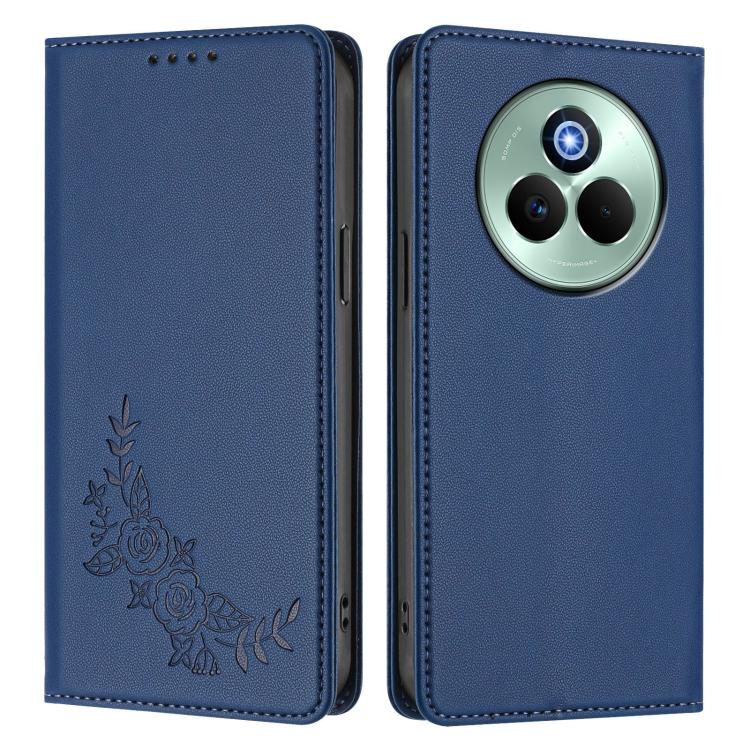 For Realme P3 Pro Peony Embossed Magnetic RFID Vegan Leather Phone Case