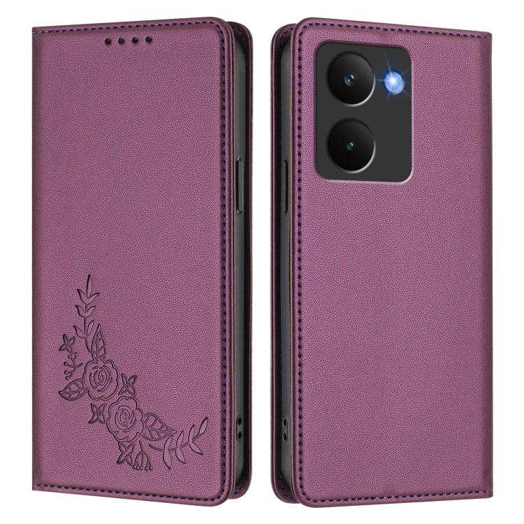 For Realme P3 Ultra 5G Peony Embossed Magnetic RFID Vegan Leather Phone Case