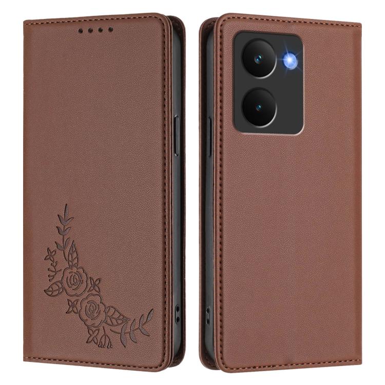 For Realme P3 Ultra 5G Peony Embossed Magnetic RFID Vegan Leather Phone Case