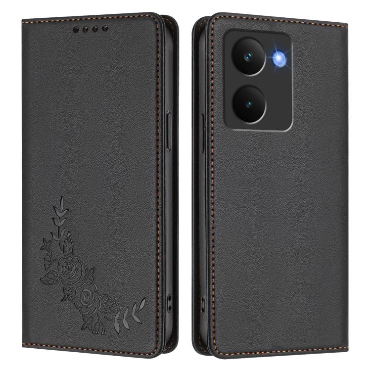 For Realme P3 Ultra 5G Peony Embossed Magnetic RFID Vegan Leather Phone Case