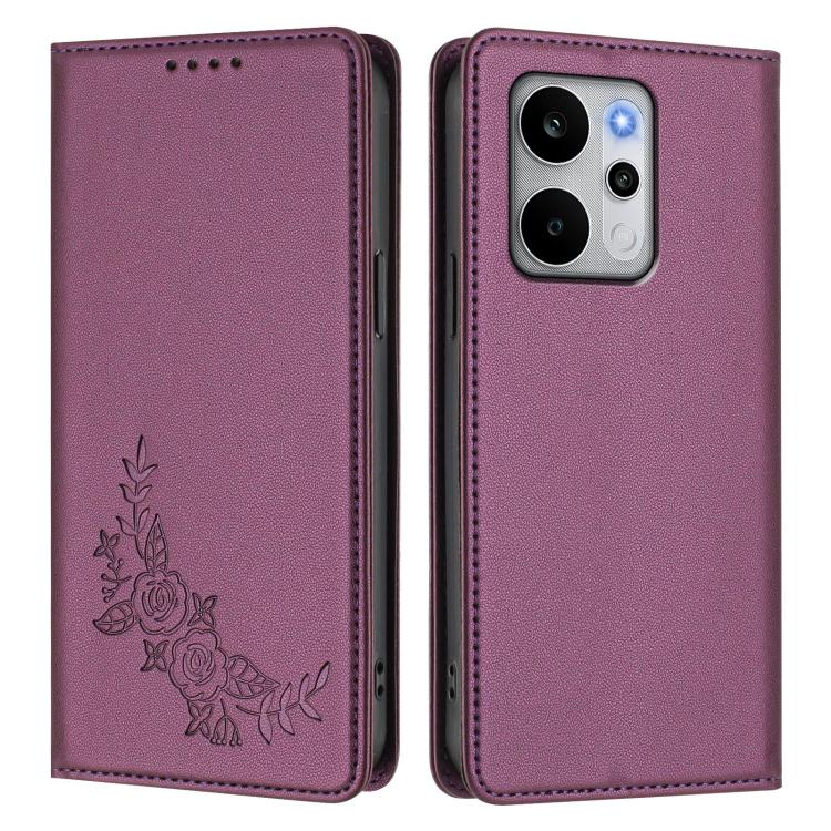 For Realme P4 Power 5G Peony Embossed Magnetic RFID Vegan Leather Phone Case