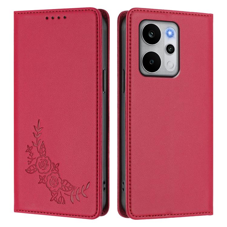 For Realme P4 Power 5G Peony Embossed Magnetic RFID Vegan Leather Phone Case
