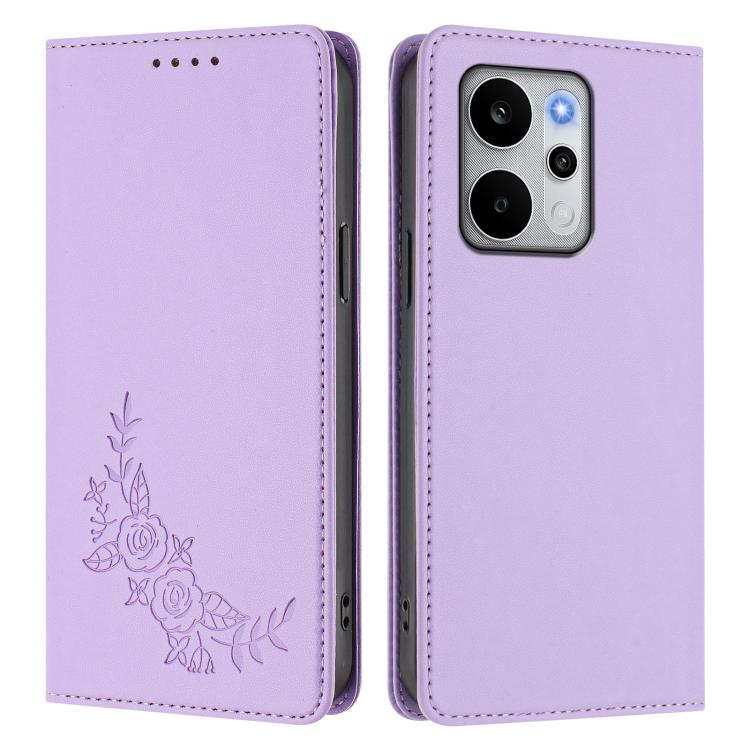 For Realme P4 Power 5G Peony Embossed Magnetic RFID Vegan Leather Phone Case