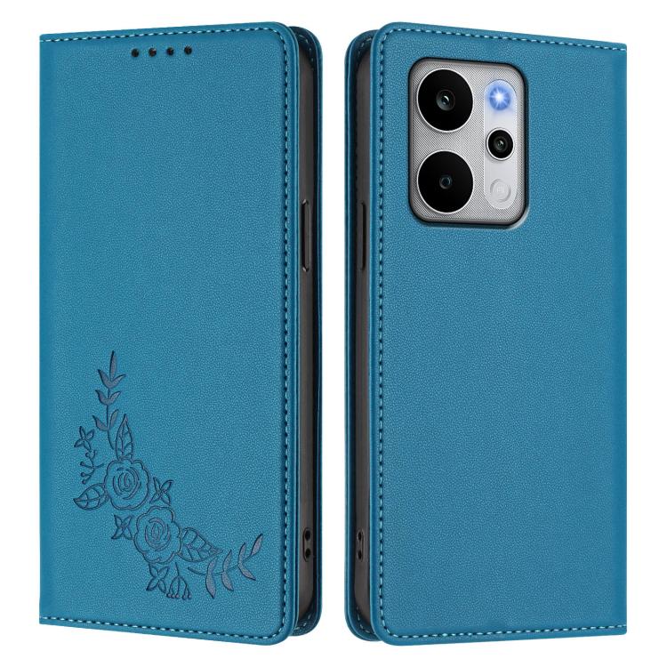 For Realme P4 Power 5G Peony Embossed Magnetic RFID Vegan Leather Phone Case