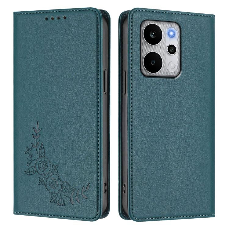 For Realme P4 Power 5G Peony Embossed Magnetic RFID Vegan Leather Phone Case