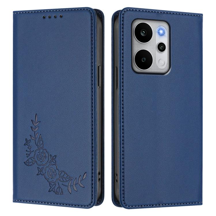 For Realme P4 Power 5G Peony Embossed Magnetic RFID Vegan Leather Phone Case