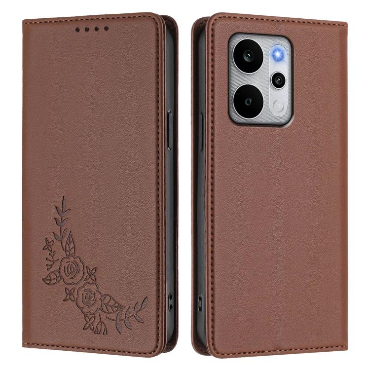 For Realme P4 Power 5G Peony Embossed Magnetic RFID Vegan Leather Phone Case
