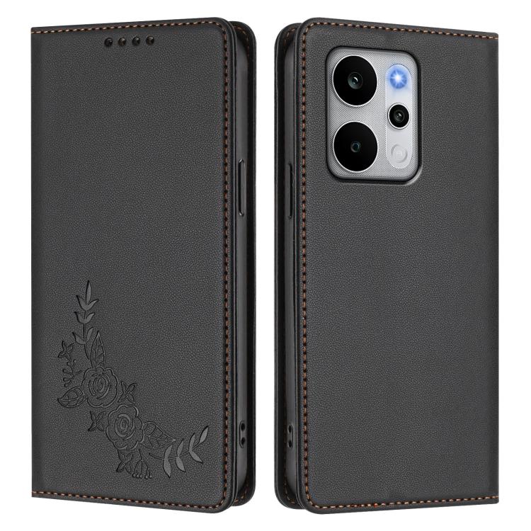 For Realme P4 Power 5G Peony Embossed Magnetic RFID Vegan Leather Phone Case