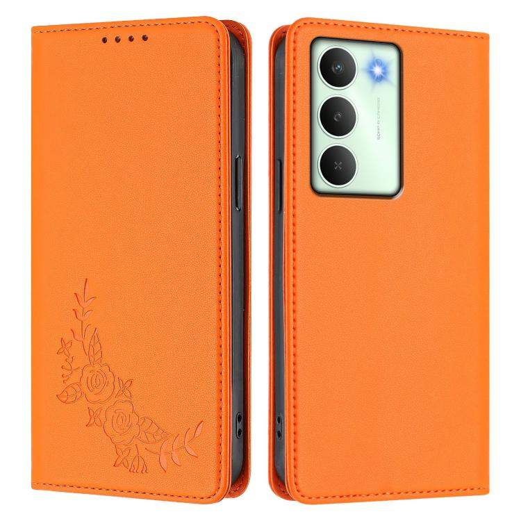 For Realme C75 5G / V70 / 14x Global Peony Embossed Magnetic RFID Vegan Leather Phone Case