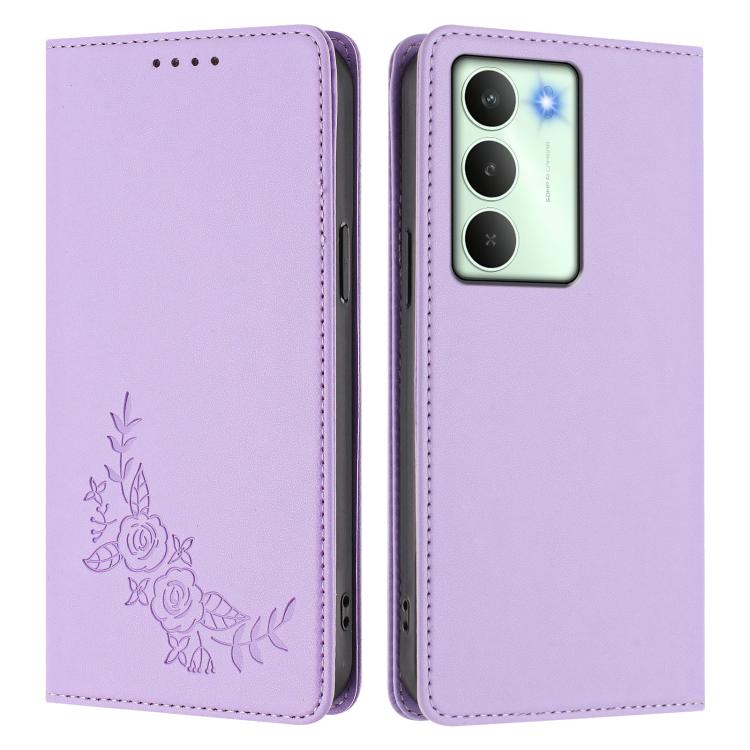 For Realme C75 5G / V70 / 14x Global Peony Embossed Magnetic RFID Vegan Leather Phone Case
