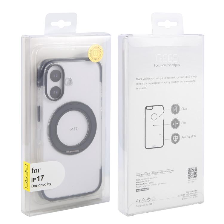 For iPhone 17 GEBEI Vacuum Airbag TPU + Acrylic 360 Rotating Bracket Magnetic Shockproof Phone Case