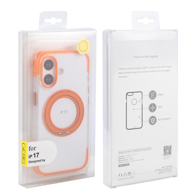 For iPhone 17 GEBEI Vacuum Airbag TPU + Acrylic 360 Rotating Bracket Magnetic Shockproof Phone Case