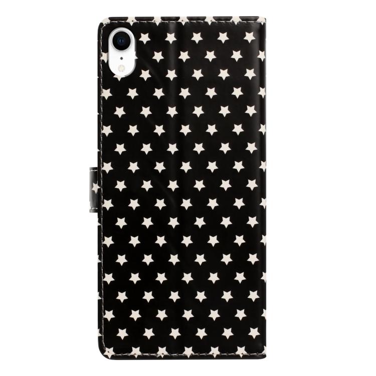 For iPhone XR Star Pattern Magnetic Buckle Vegan Leather Phone Case with Wrist Strap