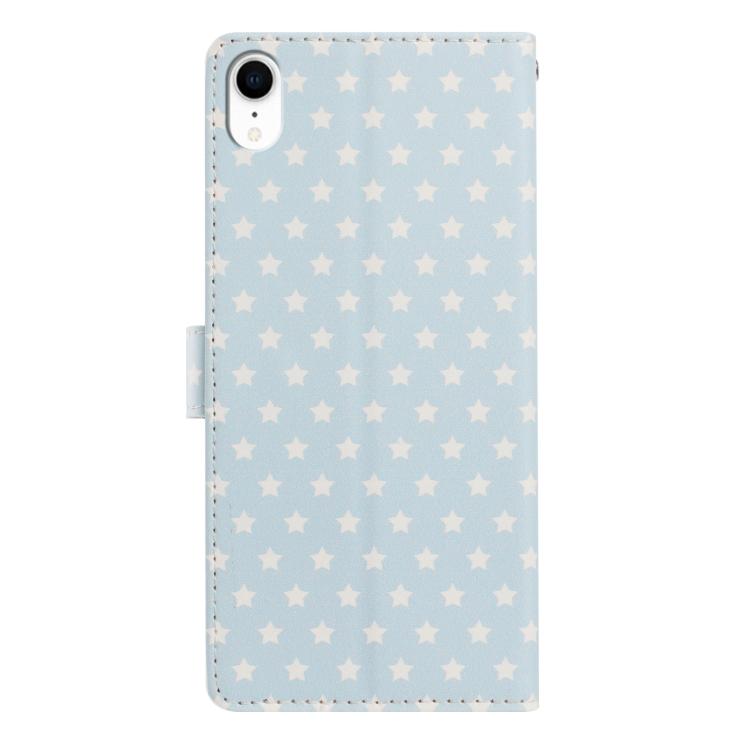 For iPhone XR Star Pattern Magnetic Buckle Vegan Leather Phone Case with Wrist Strap