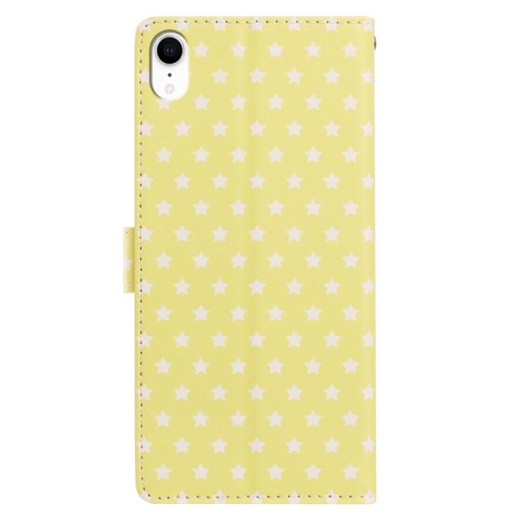 For iPhone XR Star Pattern Magnetic Buckle Vegan Leather Phone Case with Wrist Strap