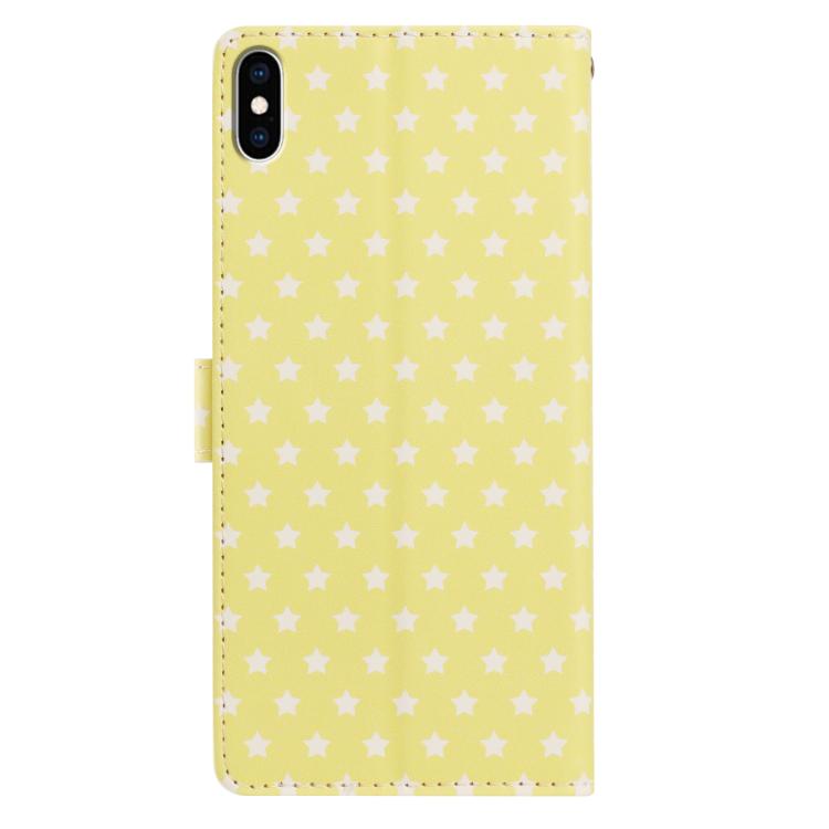 For iPhone XS / X Star Pattern Magnetic Buckle Vegan Leather Phone Case with Wrist Strap