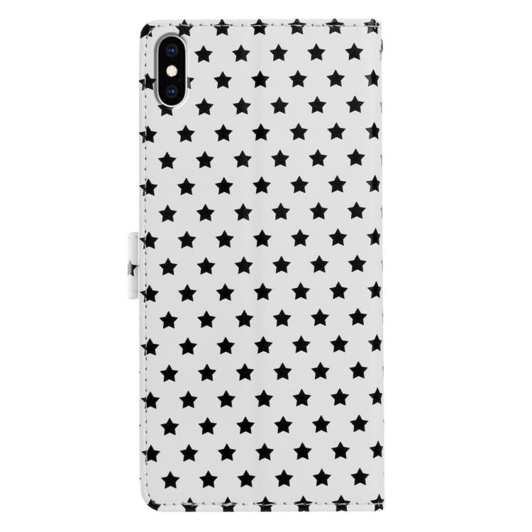 For iPhone XS / X Star Pattern Magnetic Buckle Vegan Leather Phone Case with Wrist Strap