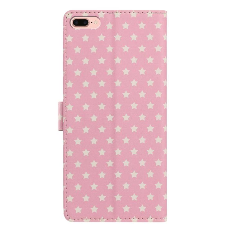 For iPhone 8 Plus / 7 Plus Star Pattern Magnetic Buckle Vegan Leather Phone Case with Wrist Strap