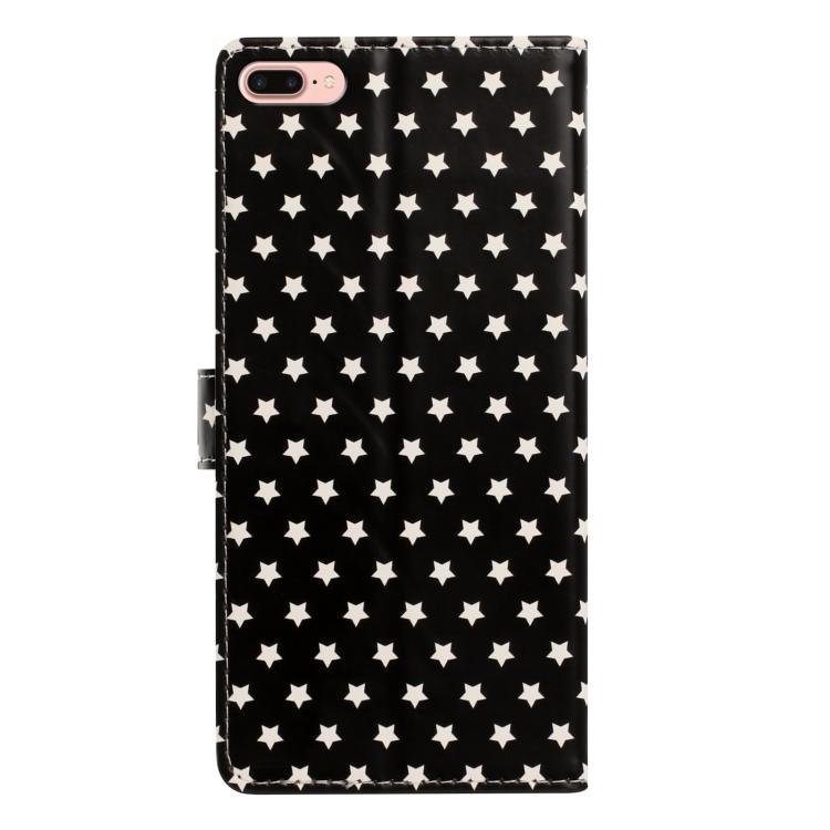 For iPhone 8 Plus / 7 Plus Star Pattern Magnetic Buckle Vegan Leather Phone Case with Wrist Strap