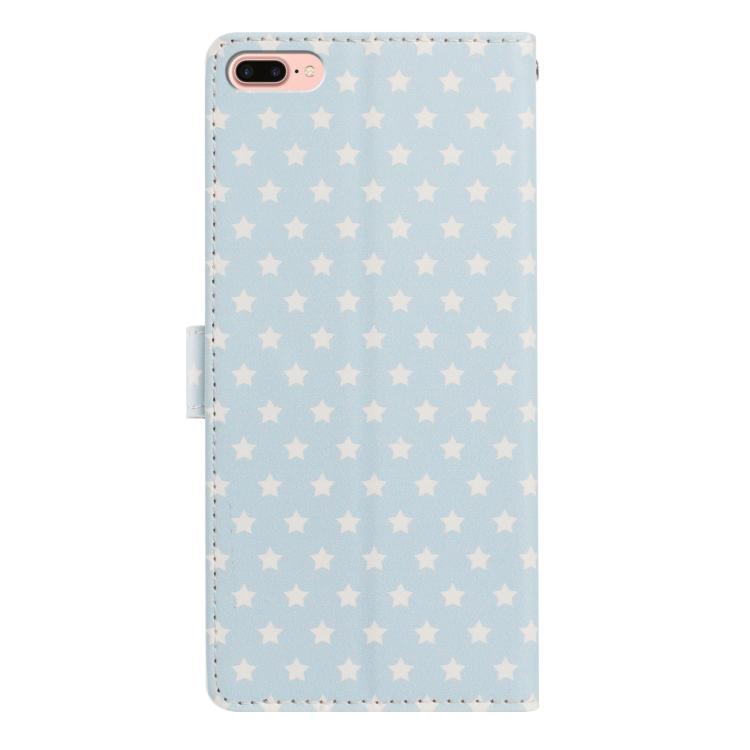 For iPhone 8 Plus / 7 Plus Star Pattern Magnetic Buckle Vegan Leather Phone Case with Wrist Strap