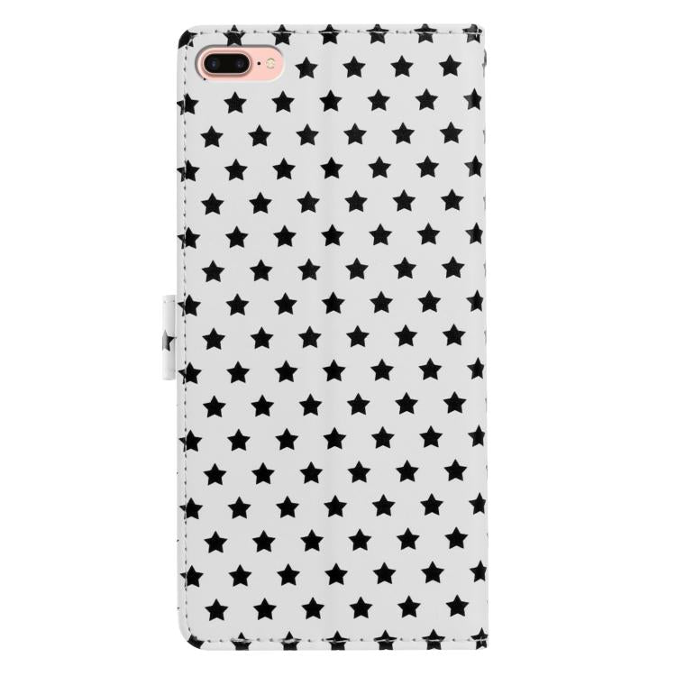 For iPhone 8 Plus / 7 Plus Star Pattern Magnetic Buckle Vegan Leather Phone Case with Wrist Strap