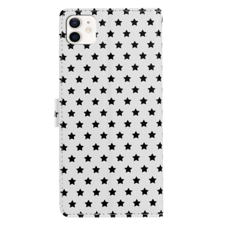 For iPhone 11 Star Pattern Magnetic Buckle Vegan Leather Phone Case with Wrist Strap